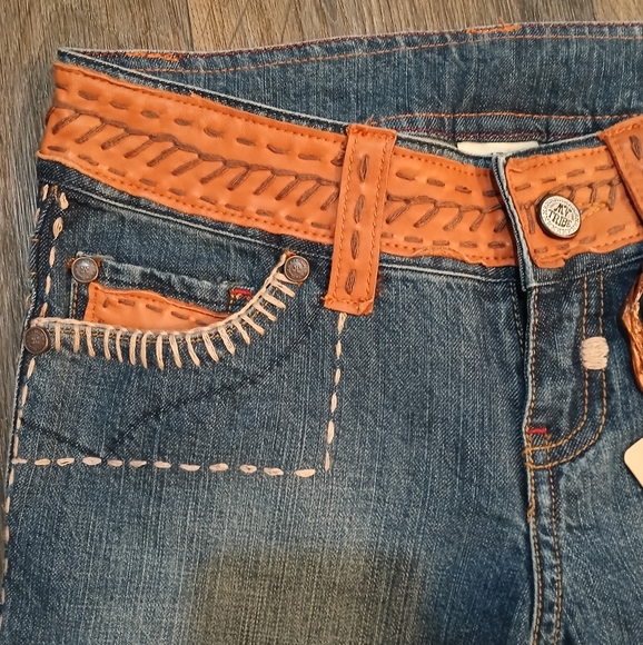 NWT My Tribe Leather and Copper Western Bermuda Jean Shorts. - Picture 4 of 13